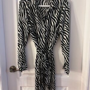 Zebra Print Long Sleeve Dress